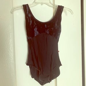 Black Nylon/Velvet Yumiko Leotard M